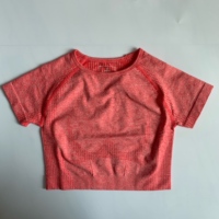 Damskie bezszwowe majtki rękaw krótki Top koszulki do jogi Slim Fit Running t-shirty do ćwiczeń koszulki treningowe dla kobiet Gym Sport kolarstwo 6